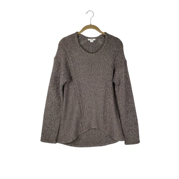 Helmut Lang Alpaca Blend Sweater Taupe Brown Crew Neck High Low Hem Size Large - Picture 1 of 8